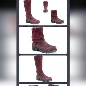 Muk Luks Burgundy Knit Cuff Winter Boots